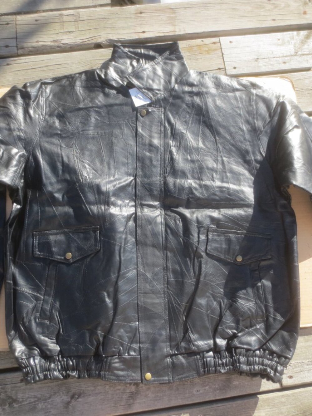 Brand New w/ Tags 5XL Men's Napoline Black Leather Jacket Roman Rock Design
